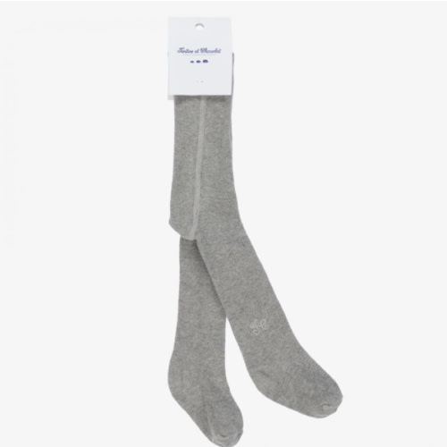 Tartine et Chocolat - Grey Cotton Tights | Childrensalon