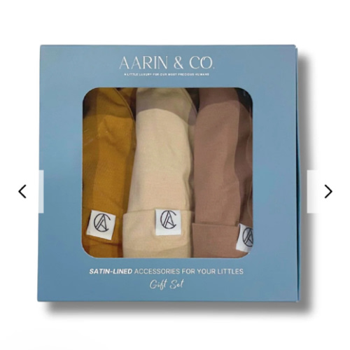 Newborn Satin Lined Jersey Beanie Gift Set-Neutral – Aarin & Co.