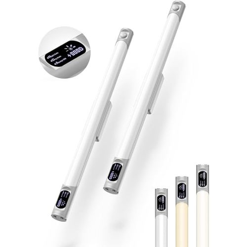 LED Closet Motion Sensor Lights, 2200mAh Rechargeable Motion Sensor Light Indoor with Digital Display, 14in Wireless Under Cabinet Lighting for Closet, Wardrobe, Kitchen, Stair Indoor