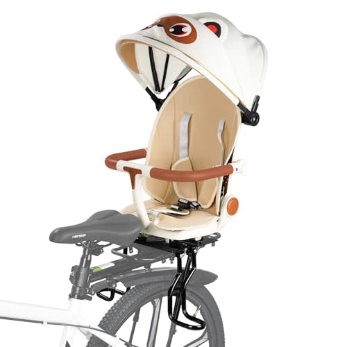 XIEEIX Rear Child Bike Seat,Rear Mounted Child Bike Seats,Back Mount Child Seat with Back Rest Armrest Foot Pedals,Width Adjustable Bicycle Rear Seat,Fits All Bicycle Rear Frames