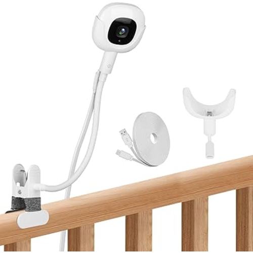 Baby Monitor Clip Charger Mount for Nanit Pro Baby Monitor with Type-C Charging Port Connector Mount and 10FT Power Cable,Travel Baby Monitor Accessory Without Tool or Wall Damage