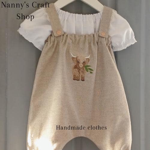 Baby clothes. Baby outfit. Highland cow. Baby clothes. Baby gift. Baby shower. Embroidered baby clothes