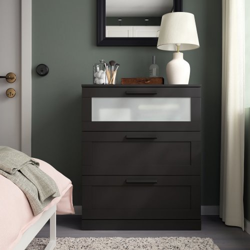 BRIMNES 3-drawer dresser - black 30 3/4x18 1/8x37 3/8 "