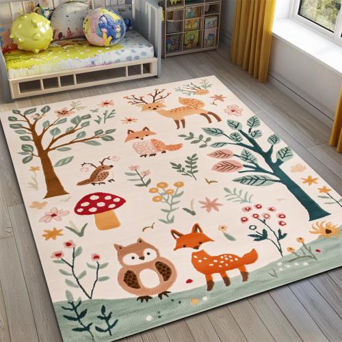 Fox Woodland Rug, Forest Animal Decor, Nature Inspired Area Rug, Woodland Nursery Decor, Forest Animal Area Rug