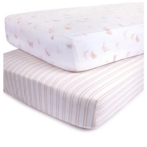 Ely's & Co. Fitted Crib Sheet 100% Combed Jersey Cotton Pink for Baby Girl