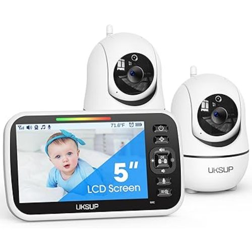 SM663V2 Baby Monitor with 2 Cameras - 5" Display Video Baby Monitor with Remote Pan & Tilt, 2X Zoom,Auto Night Vision, 2 Way Talk, Temperature Sensor,Lullabies,960 Feet Range