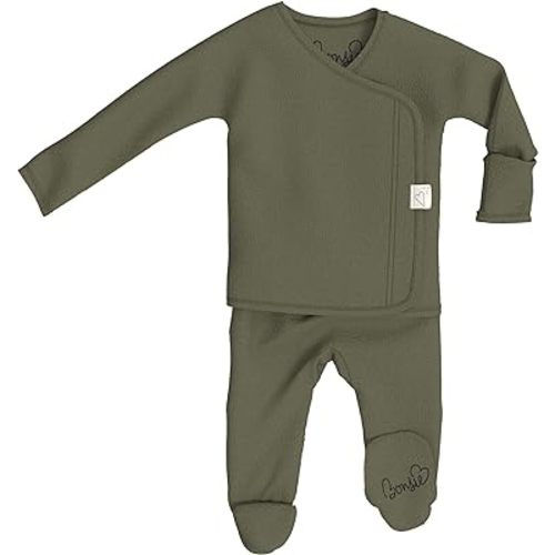 Bonsie Skin to Skin Babywear Footie Bodysuit - Olive Green Baby Footed One Piece - Oliveyou