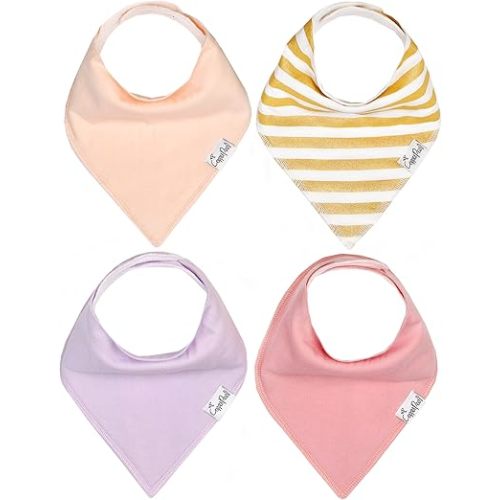 Copper Pearl Baby Bandana Bibs - 4 Pack Soft Cotton Baby Bibs for Drooling and Teething, Absorbent Drool Bibs for Baby Girl and Boy, Adjustable to Fit Newborns to Toddlers, Tons of Styles (Sweetheart)