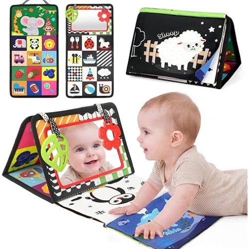 Tummy Time Crinkle Book w/ Mirror for Infant