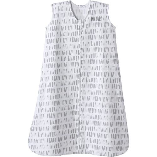 HALO SleepSack, 100% Cotton Wearable Blanket, Swaddle Transition Sleeping Bag, TOG 0.5, Squares and Triangles, Grey, X-Large