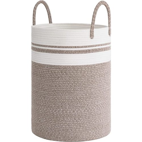 CHICVITA Baby Nursery Laundry Hamper, Tall Woven Rope Laundry Basket with Handle for Clothes, Towels, Toys, Blankets, Jute Basket Decor for Living Room, 15 x 20 inches, 58L