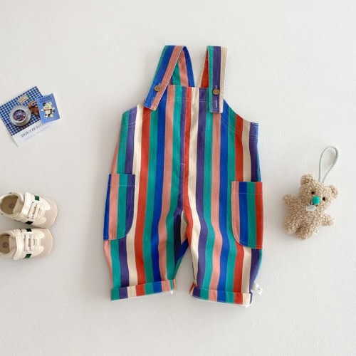 Baby Multicolor Rain Striped Overalls