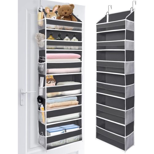 ULG Over The Door Organizer with 6 Large Pockets 12 Side Pockets, 50lbs Weight Capacity Door Hanging Organizer for Bedroom, Bathroom, Pantry, Nursery Storage, Beige