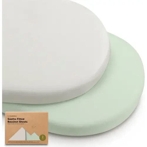 2-Pack Organic Bassinet Sheets for Girls, Boys - 100% Cotton Bassinet Mattress Sheets Compatible with Halo Bassinest Swivel Sleeper, Graco, Baby Delight, Chicco, Unisex Fitted Bassinet Sheets (Sage)