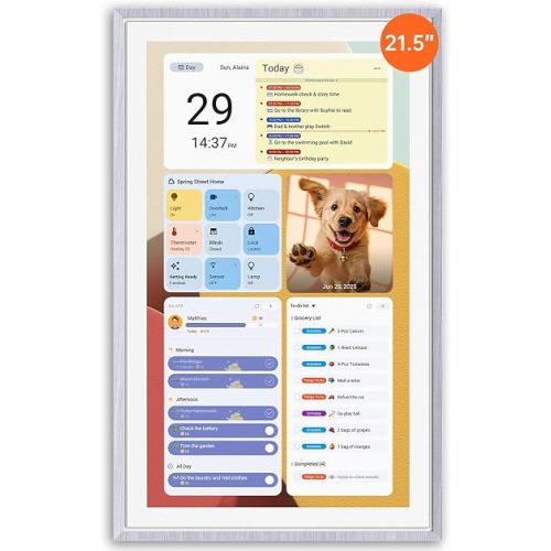 Apolosign 21.5-inch Digital Calendar, Smart Wall Planner with Calendar Sync, Chore Chart, Meal, Install Apps, Electronic Touchscreen Display for Family Schedules, Dual Mode, Wall Mount Included (Gray)