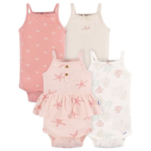 Gerber Baby Girls' Onesies Bodysuits - 4-Pack, Color: Starfish, Size: 0-3 months