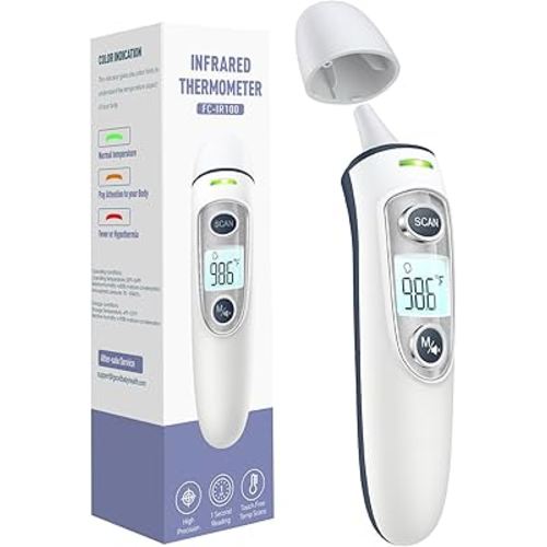 Ear Thermometer for Adults and Kids, Digital Accurate Ear and Forehead Thermometer with Fever Alarm, 1 Second Fast Result, Easy to use, 2 in 1 Mode