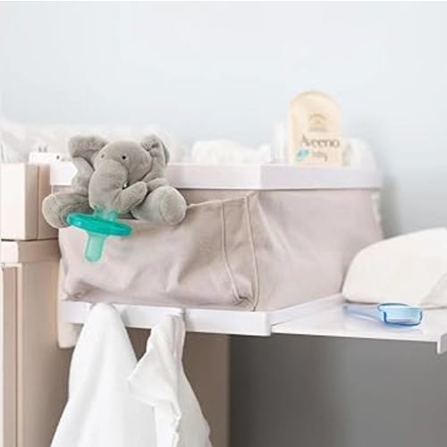 Diaper Caddy - Nursery storage and organizer for diapers, wipes, and other baby accessories - Attaches to changing tables with tray topper - 16" x 10" x 6" - portable and removable.