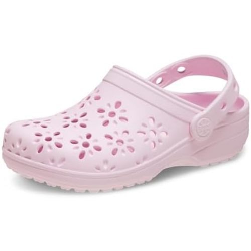 Crocs Unisex-Child Classic Clogs with Floral Cut Out Design, Kids and Toddler Shoes