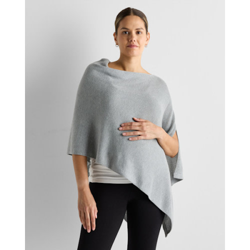 Lightweight Cotton Cashmere Nursing Shawl in Heather Grey | Quince Canada