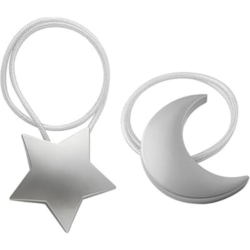 Curtain Tiebacks, 2 Pack Magnetic Curtain Tiebacks Moon Star Curtain tie Back Curtain Holdbacks Magnetic Curtain tie Backs Curtain Clips Holder for Window Draperies Hold Curtains Drape