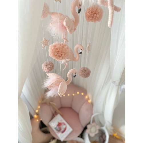 Flamingo Baby Mobile | Cot Mobile | Crib Mobile | Handmade Nursery Mobile | Nursery Decor | Baby Shower Gift