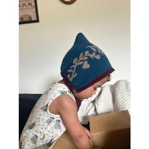 Handmade Cashmere Knitted Baby Bonnet - Baby Pixie Hood