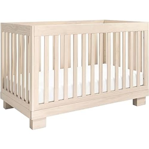 babyletto Modo 3-in-1 Baby Convertible Crib to Toddler Bed & Daybed- GREENGUARD Gold Certified Wooden Baby Crib - 4 Adjustable Mattress Heights - Includes Toddler Conversion Kit - Washed Natural