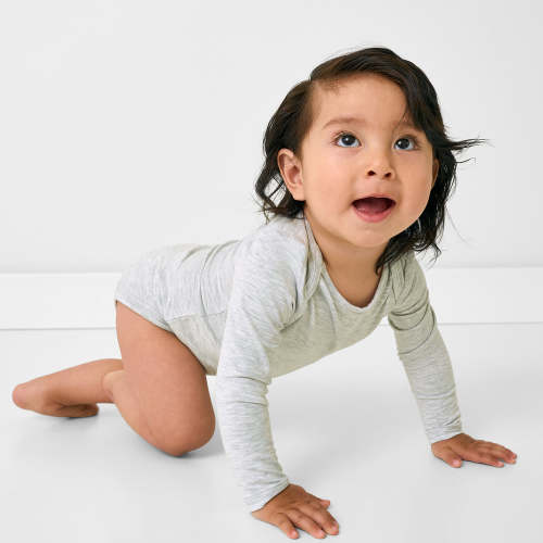 Light Heather Gray Long Sleeve Bodysuit - Little Sleepies