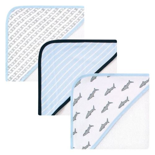 Hudson Baby Infant Boys Rayon from Bamboo Rich Hooded Towels, Sharks