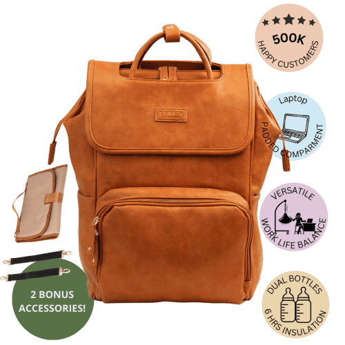 La Madison™ - Elegant Vegan Leather Diaper Bag Backpack