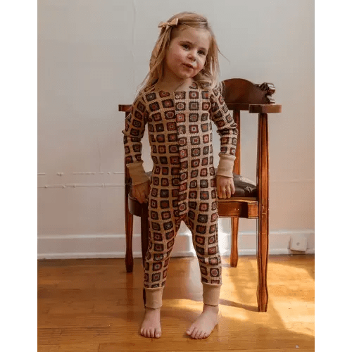 organic cotton waffle pyjamas | 18-24 months granny square