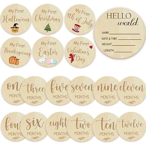 Baby Monthly Milestone Cards - My First Holiday Milestone | Baby Announcement Sign & Celebration Board | Hello World Sign | Milestone Photo Cards | Perfect Newborn Gift & Keepsake