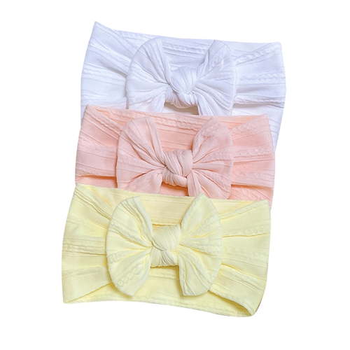 Zwiiyzr Bows for Girls Headbands 3PC Toddler Cute Bowknot Solid Color Baby Headdress Elastic Band Hair Band Hair Accessories for 0-3 Years White