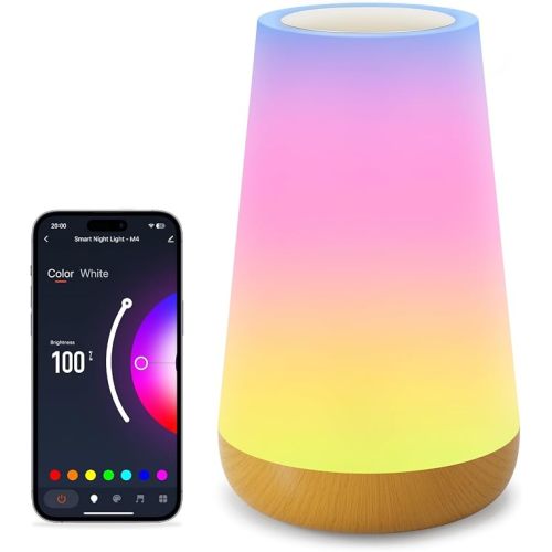 Auxmir Rechargeable LED Night Light, Touch & Remote Control Bedside Lamp with 13 Colors, 5 Brightness Levels, Portable Table Lamp for Kids Baby Nursery, Bedroom, Bathroom, Camping, Light Brown