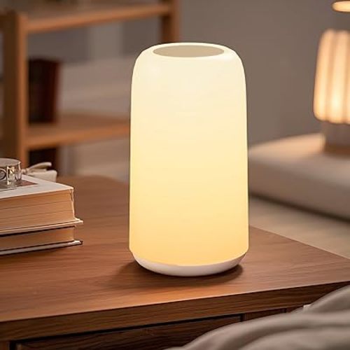Touch Table Lamp, RGB Mode 3 Way Dimmable LED Lamp for Bedroom, Multi-Color Smart Nightstand Bedside Lamp Nursery Night Light for Living Room Home Gifts