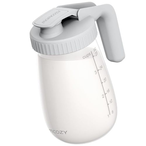 Momcozy Breast Milk Pitcher, Glass Storage Container Wide Mouth, 32oz Gray