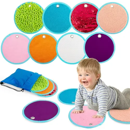 Sensory Mini Mats with Storage Bag Assorted Textured Play Mat Educational Tactile Sensory Toys for Autistic Children Kids Baby Toddler with Sensory Issues Fidgeting Activity