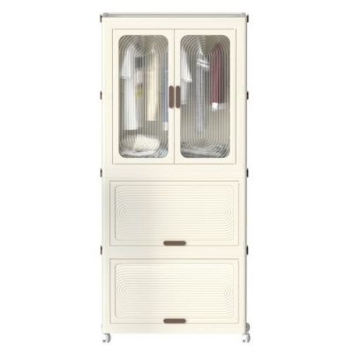 Portable Wardrobe Closet Storage Organizer with Hanging Rod and 4 Cubes for Clothes Dresser, Magnetic Doors ,10 pcs hangers , Wardrobe Storage Cabinet