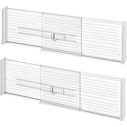 iDesign Recycled Plastic Adjustable Drawer Dividers–- Set of 2 - Clear