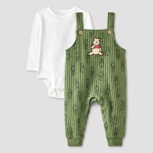 Baby Winnie the Pooh Overalls Pants Set - Dark Green, Size: 3-6M