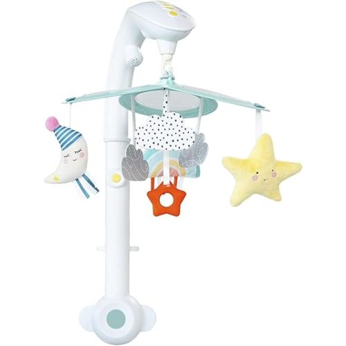 Taf Toys Sweet Dreams Mini Moon Crib Mobile with Soothing Music and Lights. Including Star Light Projector 30 Minutes of Classical Soothing Melodies & Soft Hanging Toys Nursery Toys for Babies Newborn