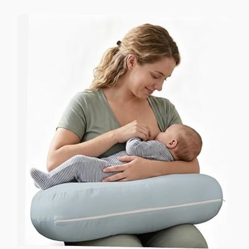 Plushii U-Shaped Nursing Pillow with Washable Cover,Blue