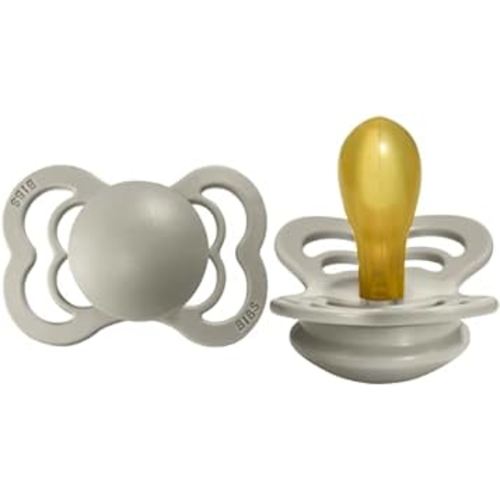 BIBS Supreme Baby Pacifiers | BPA-Free Natural Rubber Pacifier | Made in Denmark | Set of 2 Soothers (Sand, 0-6 Months)