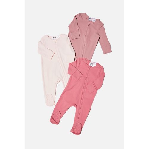 3 Pack Long Sleeve Zip Romper - Usa
