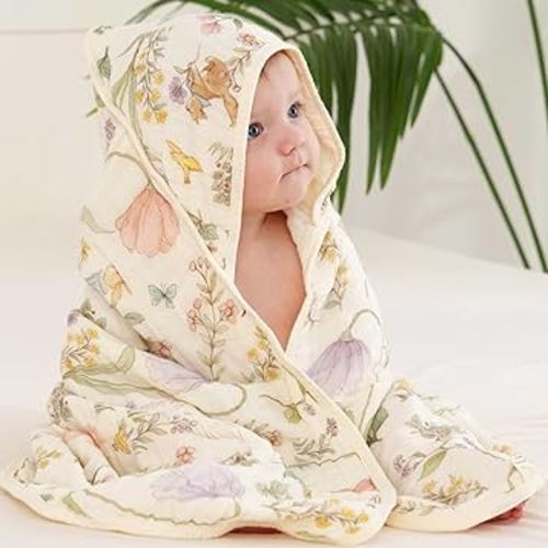 Ultra-Soft Muslin Baby Towel - 32 x 32 Inches, Ideal for Bath & Beach, Suitable for Both Boys & Girls from Newborns to Toddlers
