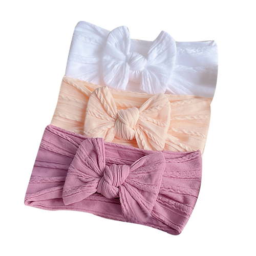 Odeerbi Baby Girls Elastics Hair Bows Headband 3PC Toddler Cute Bowknot Headdress Hair Band Solid Color Hair Accessories White
