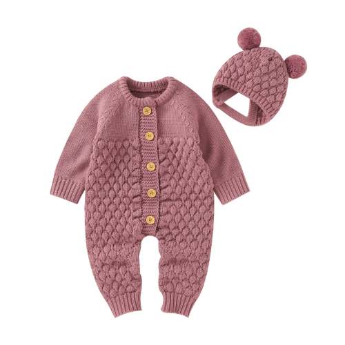 Baby Winter Jumpsuit Romper + Bear Hat Set