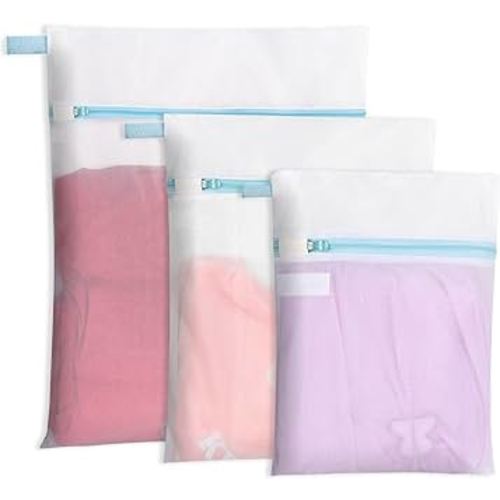 Polecasa 3 Pack Durable Fine Mesh Laundry Bags with Reinforced Zipper and Hanging Loop for Delicates (1 Large, 1 Medium, 1 Small)