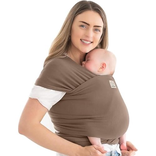KeaBabies Baby Wrap Carrier - All in 1 Original Baby Carrier Newborn to Toddler Sling, Easy to Wear, Hands Free Bonding, Lightweight, Breathable Infant Wraps (Saddle Brown)